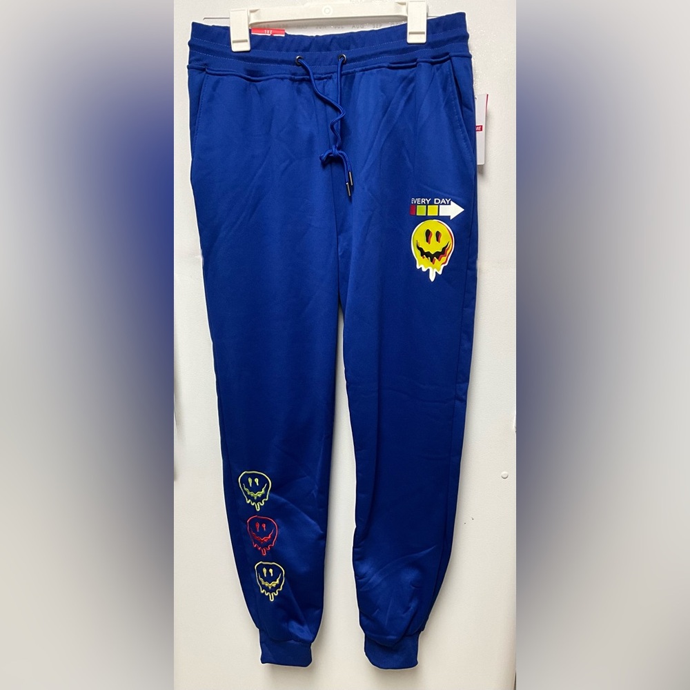 Royal Blue Joggers with Smiley Face Patch